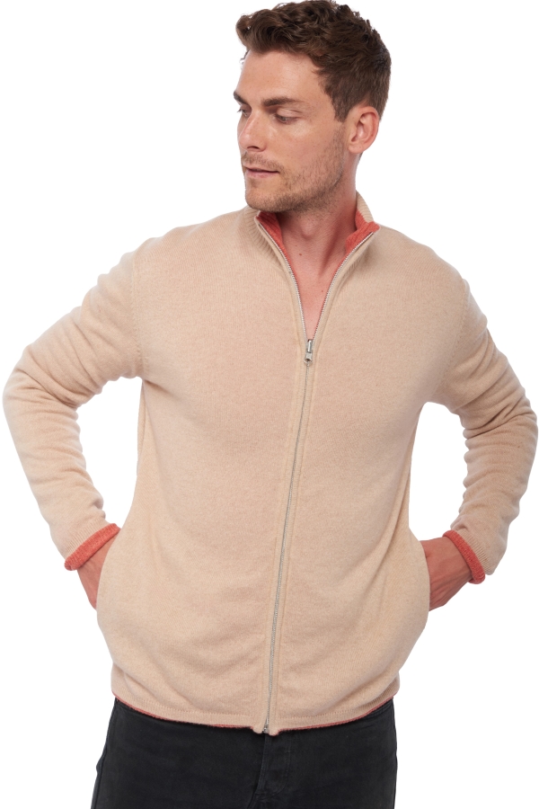 Cashmere & Yak men chunky sweater vincent tender peach natural beige 2xl
